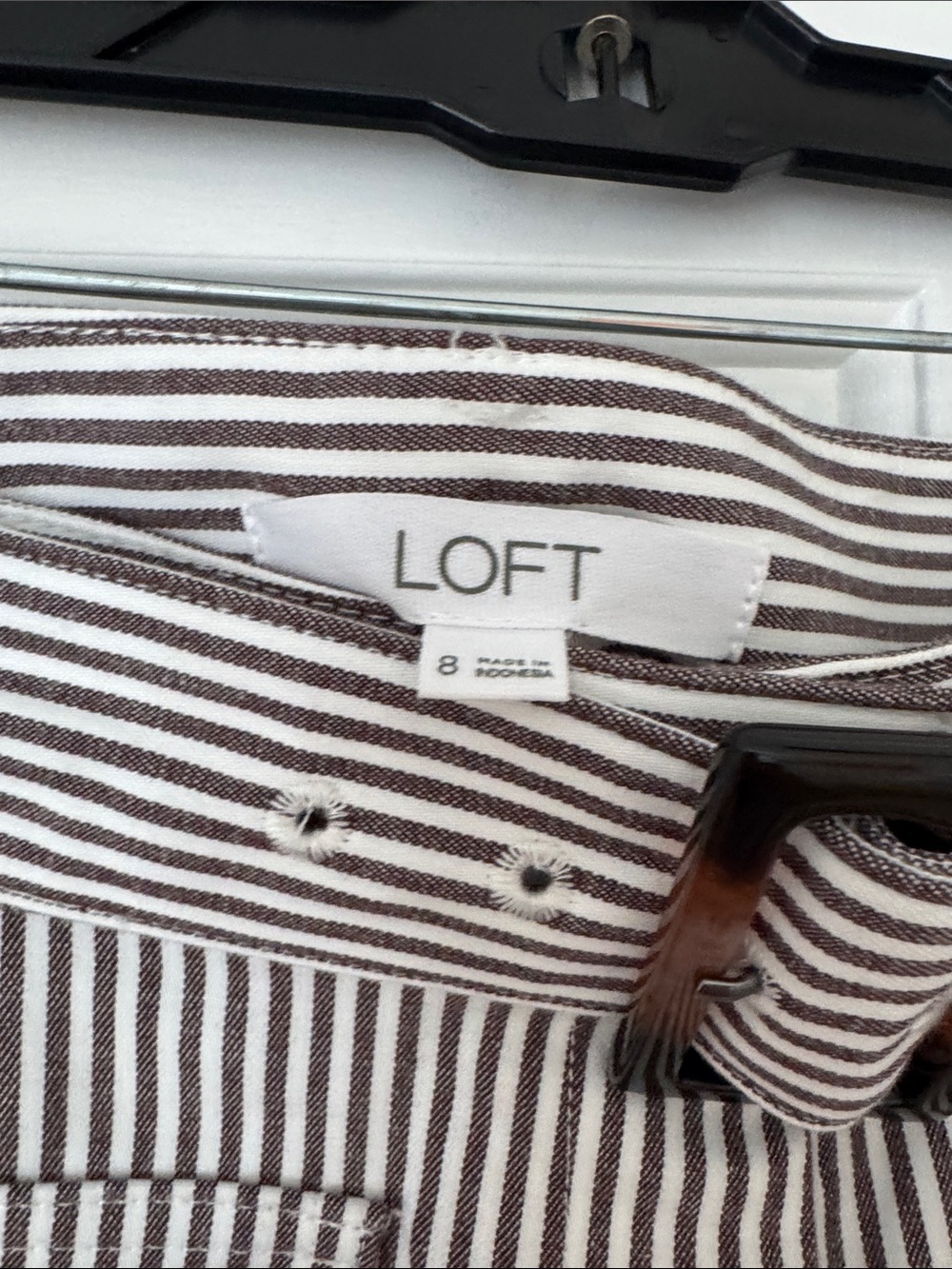 LOFT High-Waist Wide Leg Striped Pants with Belt - Black & White - Picture 3 of 4